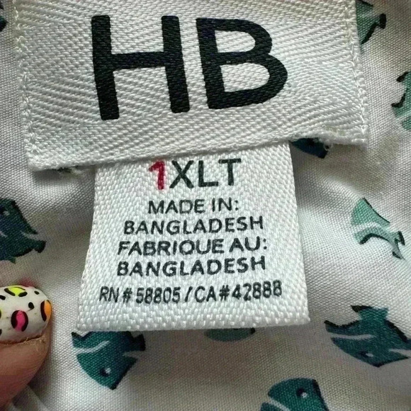 HB Mens Size 1XLT Cotton Polyester Button Down Short Sleeve Shirt - Picture 5 of 8